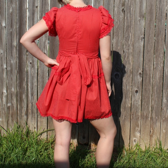 Cute Red Polka Dot Baby Doll Dress - Picture 3 of 3
